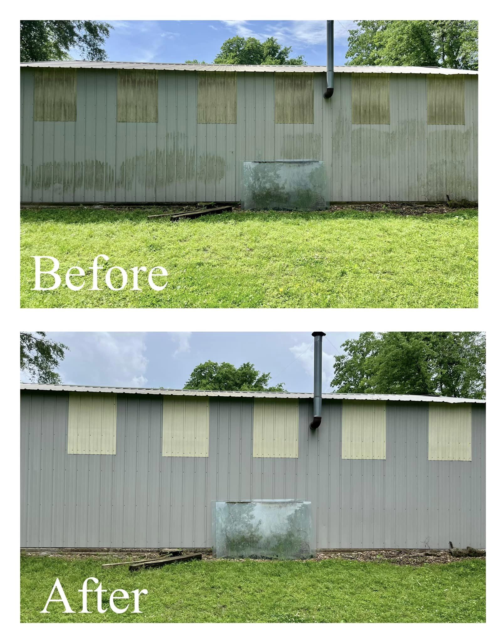 Metal building concrete cleaning